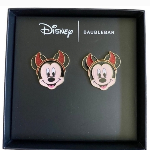 🔹️DISNEY 🔹️X BAUBLEBAR Halloween Devil stud Mickey Mouse Horns earrings - Picture 3 of 3